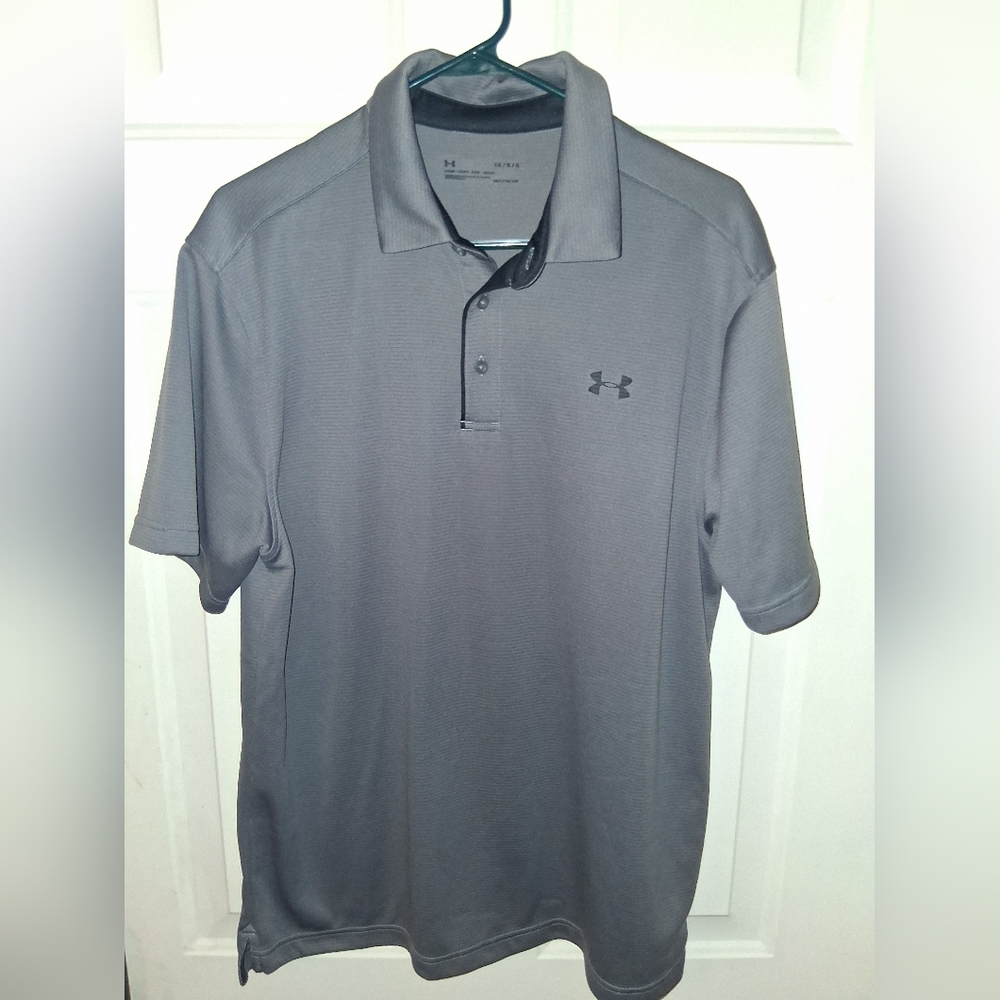 NWOT Mens UNDER ARMOUR Grey Mesh Heatgear Polo Size Large Loose Fit Coupe